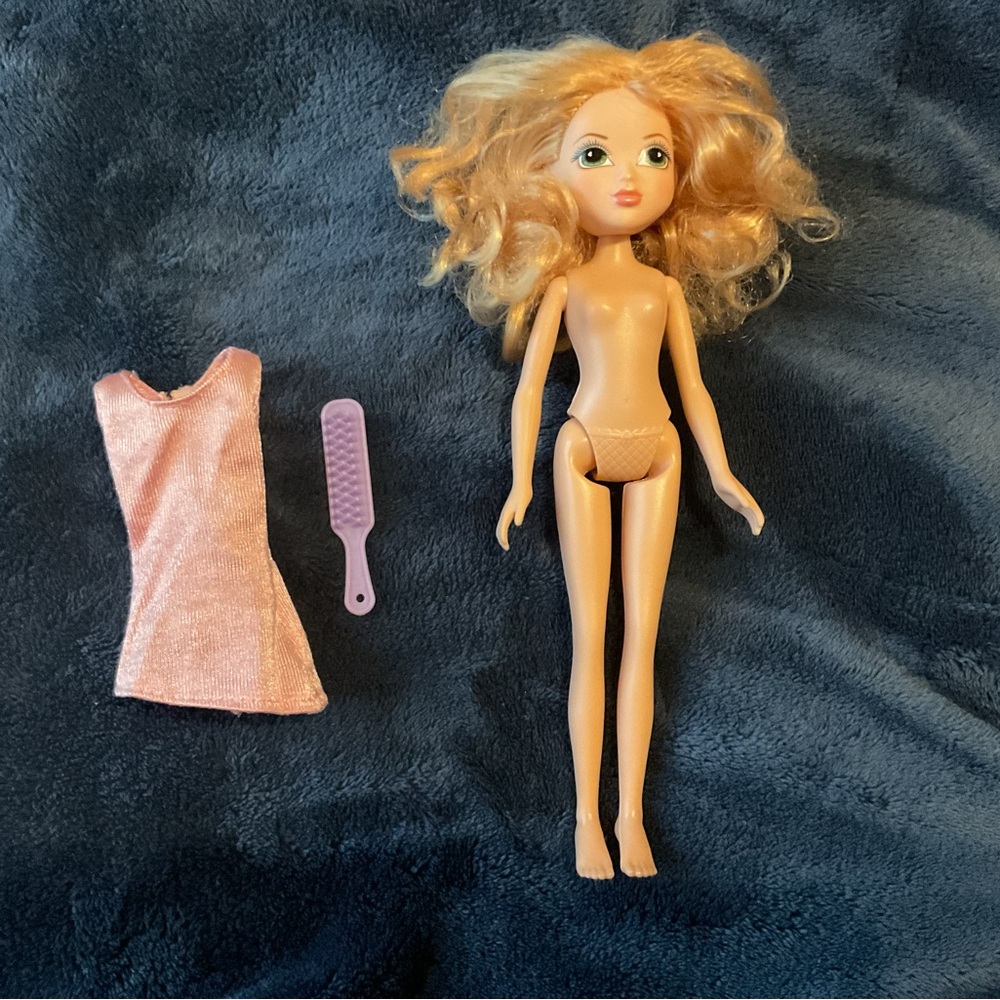 Blonde Doll with Pink Dress and Brush
